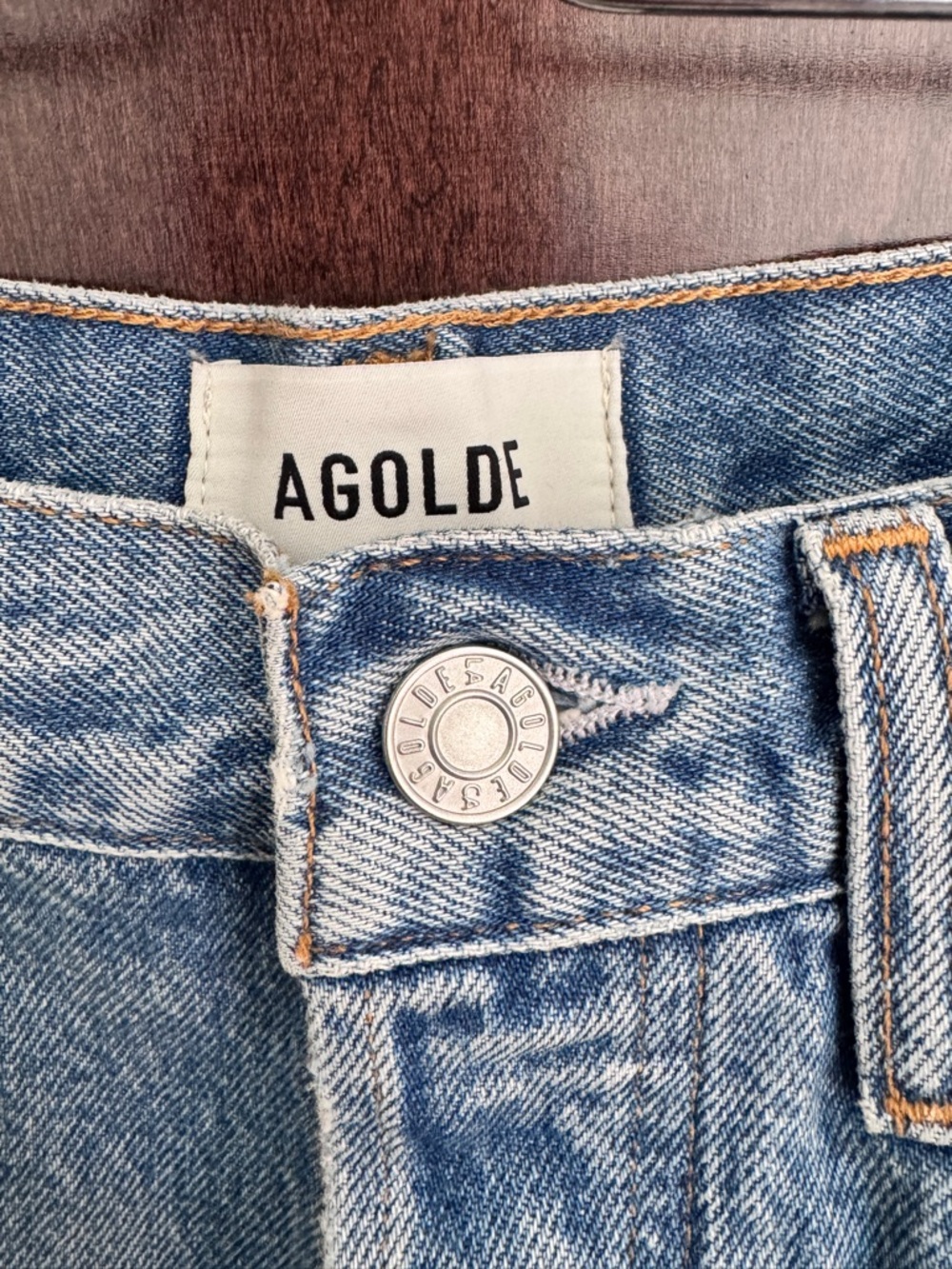 Agolde Light Blue High-Rise Denim Cutoff Shorts - Picture 6 of 8